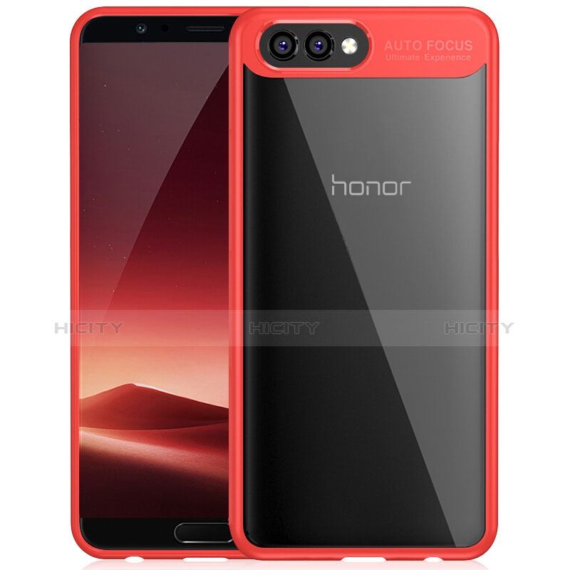 Coque Contour Silicone et Vitre Transparente Miroir pour Huawei Honor V10 Rouge Plus