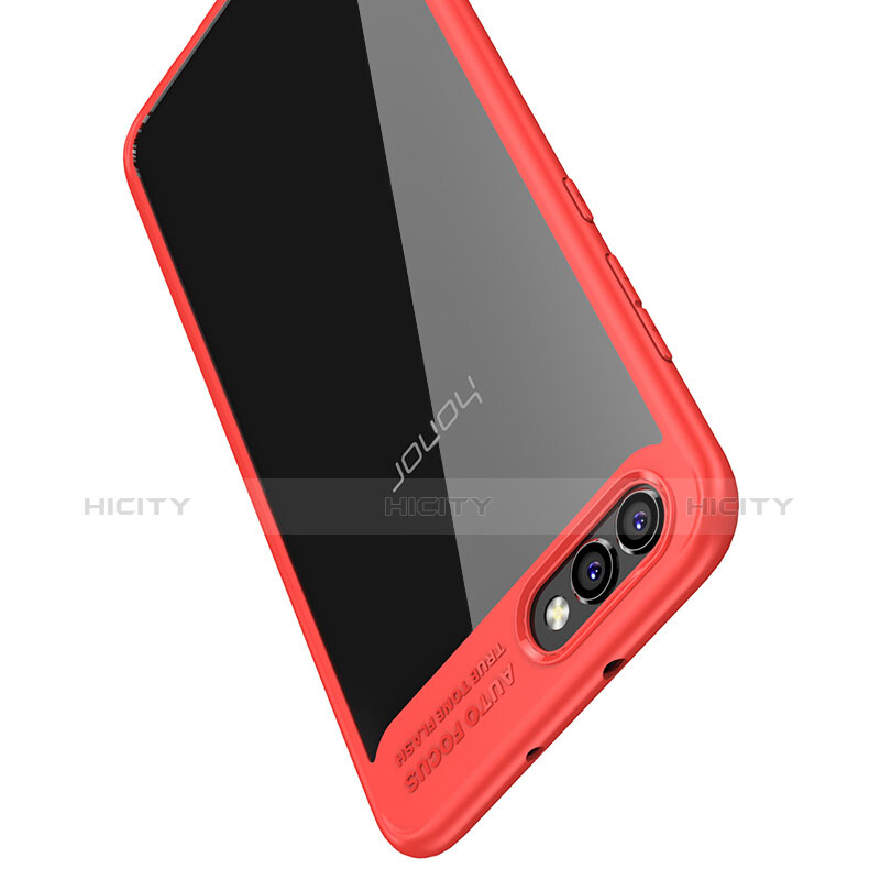 Coque Contour Silicone et Vitre Transparente Miroir pour Huawei Honor V10 Rouge Plus