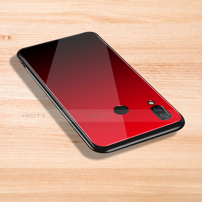 Coque Contour Silicone et Vitre Transparente Miroir pour Xiaomi Mi Play 4G Rouge Plus