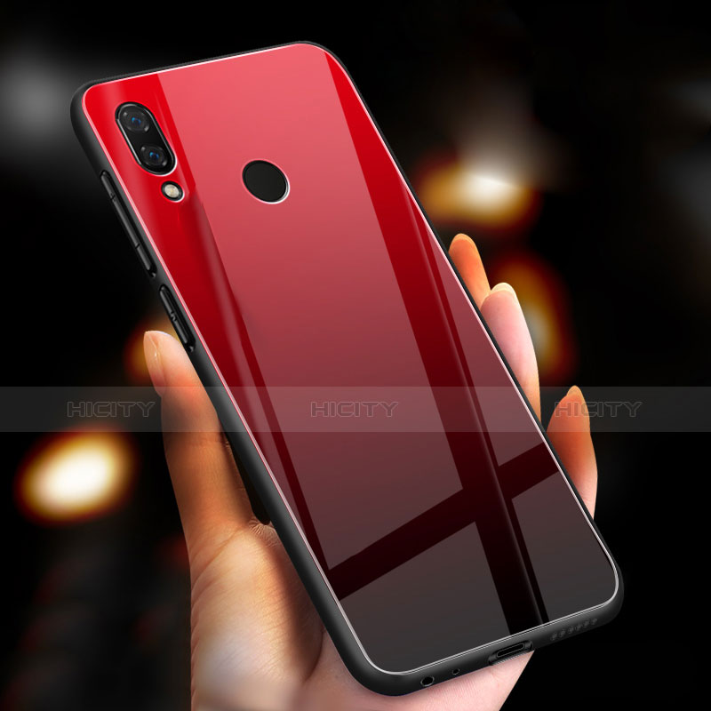 Coque Contour Silicone et Vitre Transparente Miroir pour Xiaomi Mi Play 4G Rouge Plus