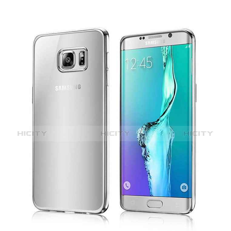 Coque Contour Silicone Transparente Gel pour Samsung Galaxy S6 Edge SM-G925 Argent Plus