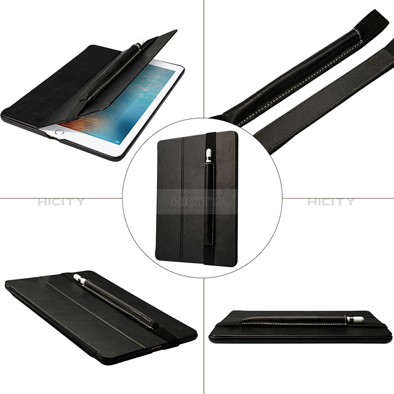 Coque en Cuir Protection Sac Pochette Elastique Douille de Poche Detachable P01 pour Apple Pencil Apple iPad Pro 12.9 Noir Plus