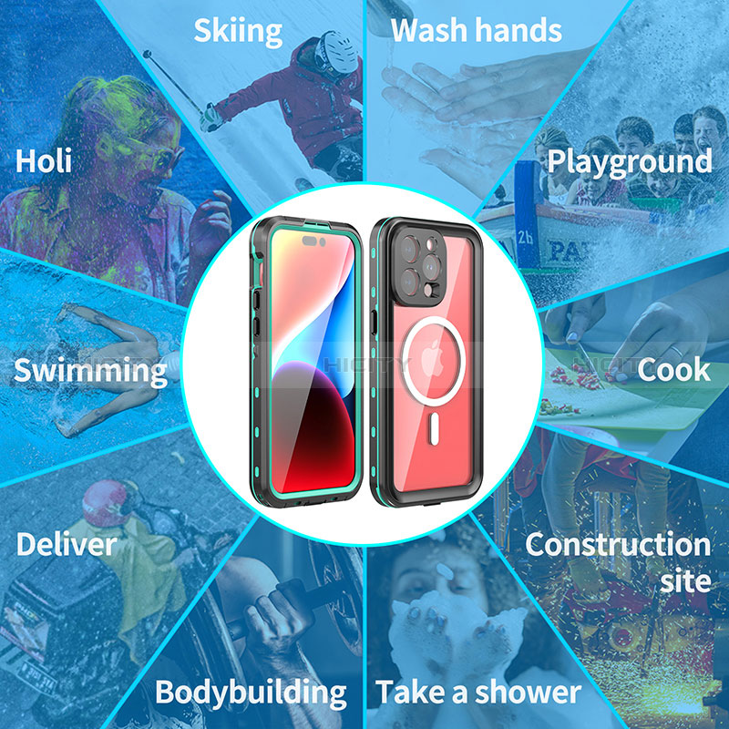 Coque Etanche Contour Silicone et Plastique Housse Etui Waterproof 360 Degres avec Mag-Safe Magnetic Magnetique pour Apple iPhone 13 Pro Max Plus