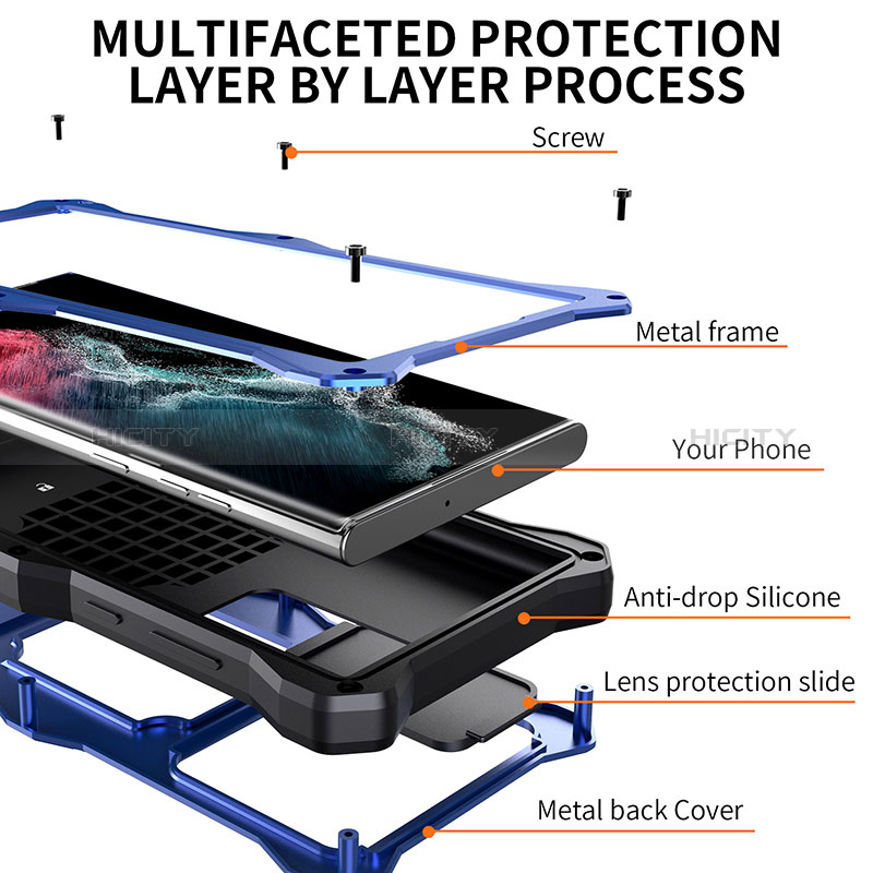 Coque Etanche Contour Silicone et Plastique Housse Etui Waterproof 360 Degres avec Support pour Samsung Galaxy S24 Ultra 5G Plus