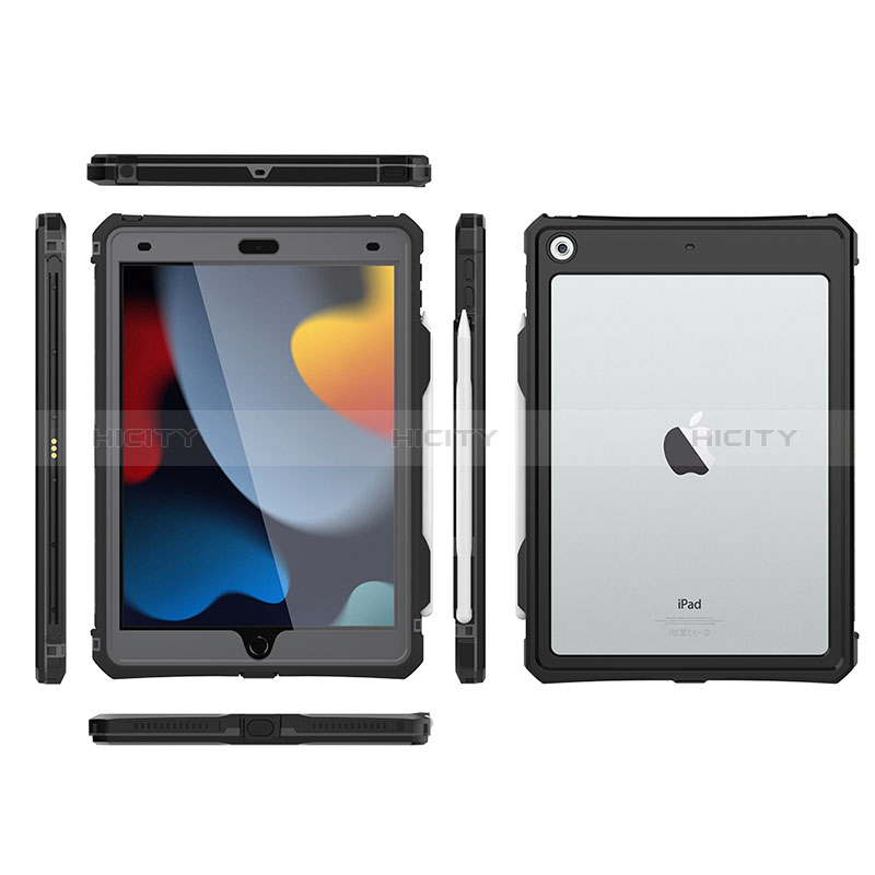 Coque Etanche Contour Silicone et Plastique Housse Etui Waterproof 360 Degres pour Apple iPad 10.2 (2019) Noir Plus