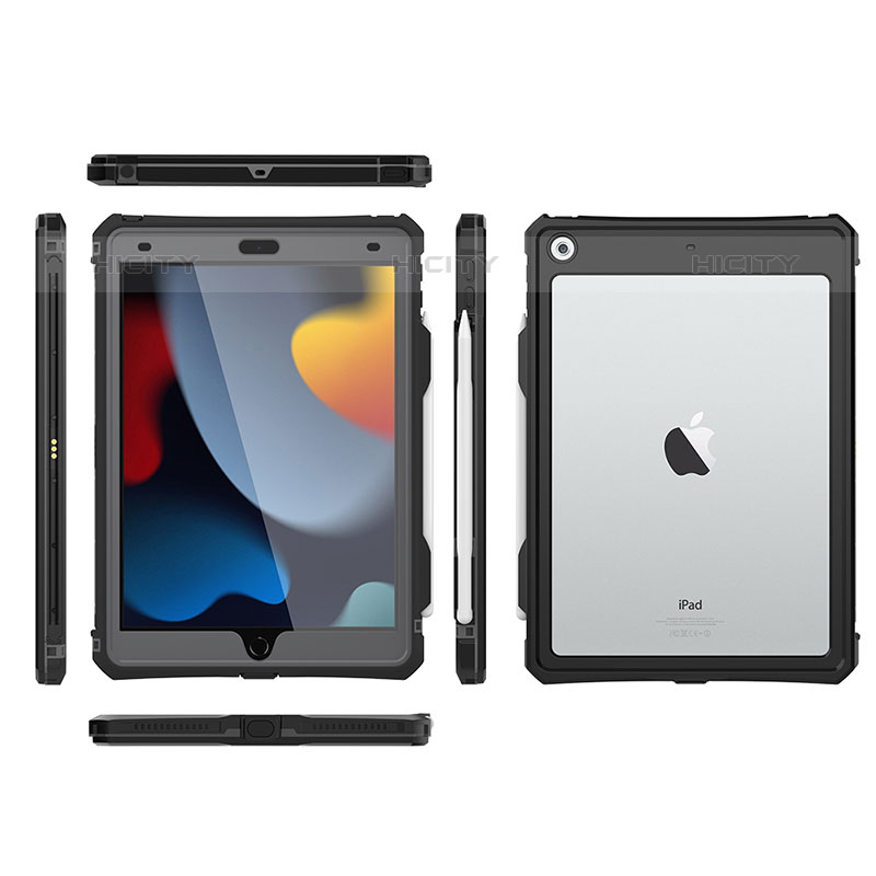 Coque Etanche Contour Silicone et Plastique Housse Etui Waterproof 360 Degres pour Apple iPad 10.2 (2020) Noir Plus