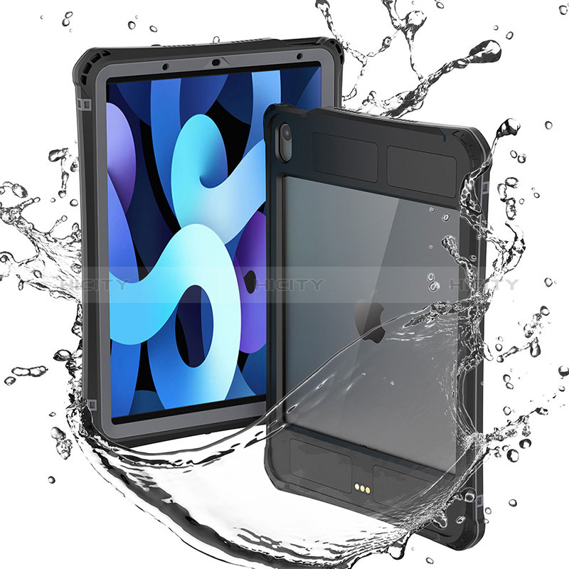 Coque Etanche Contour Silicone et Plastique Housse Etui Waterproof 360 Degres pour Apple iPad Air 5 10.9 (2022) Noir Plus