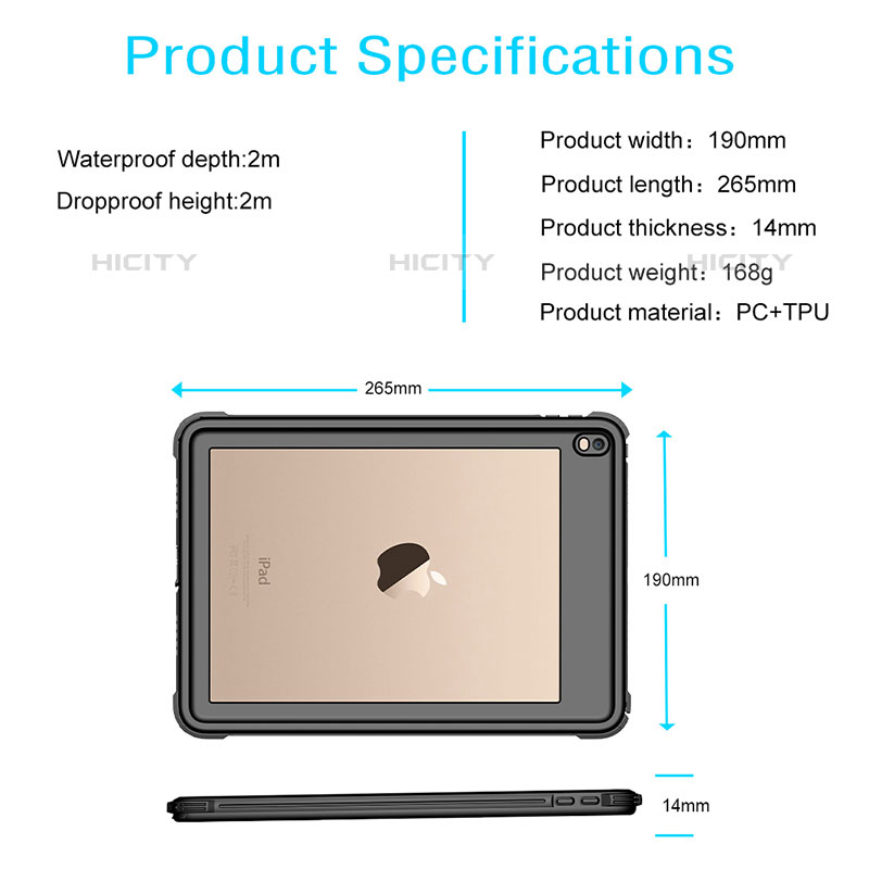 Coque Etanche Contour Silicone et Plastique Housse Etui Waterproof 360 Degres pour Apple iPad Pro 10.5 Noir Plus