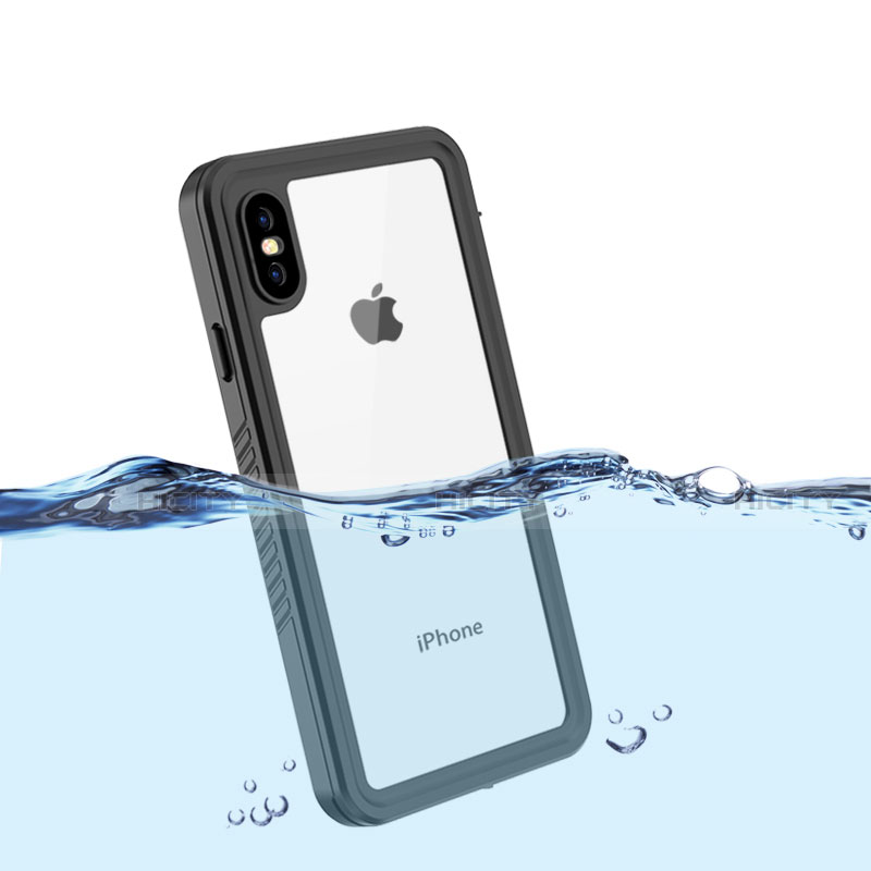 Coque Etanche Contour Silicone et Plastique Housse Etui Waterproof 360 Degres pour Apple iPhone X Noir Plus