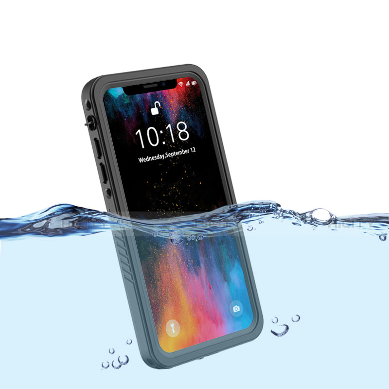 Coque Etanche Contour Silicone et Plastique Housse Etui Waterproof 360 Degres pour Apple iPhone Xs Noir Plus