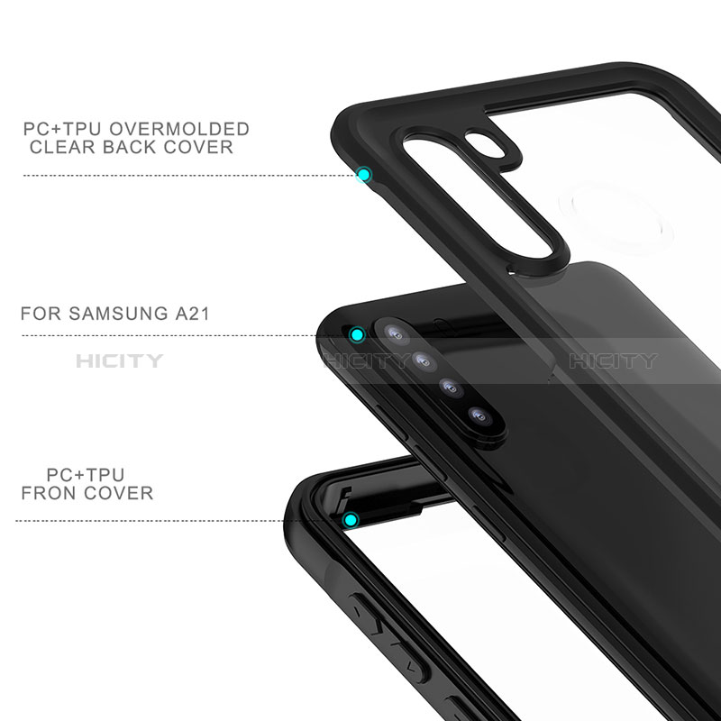 Coque Etanche Contour Silicone et Plastique Housse Etui Waterproof 360 Degres pour Samsung Galaxy A21 Noir Plus