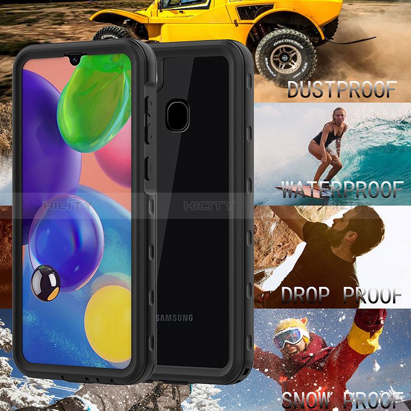 Coque Etanche Contour Silicone et Plastique Housse Etui Waterproof 360 Degres pour Samsung Galaxy A21 Noir Plus