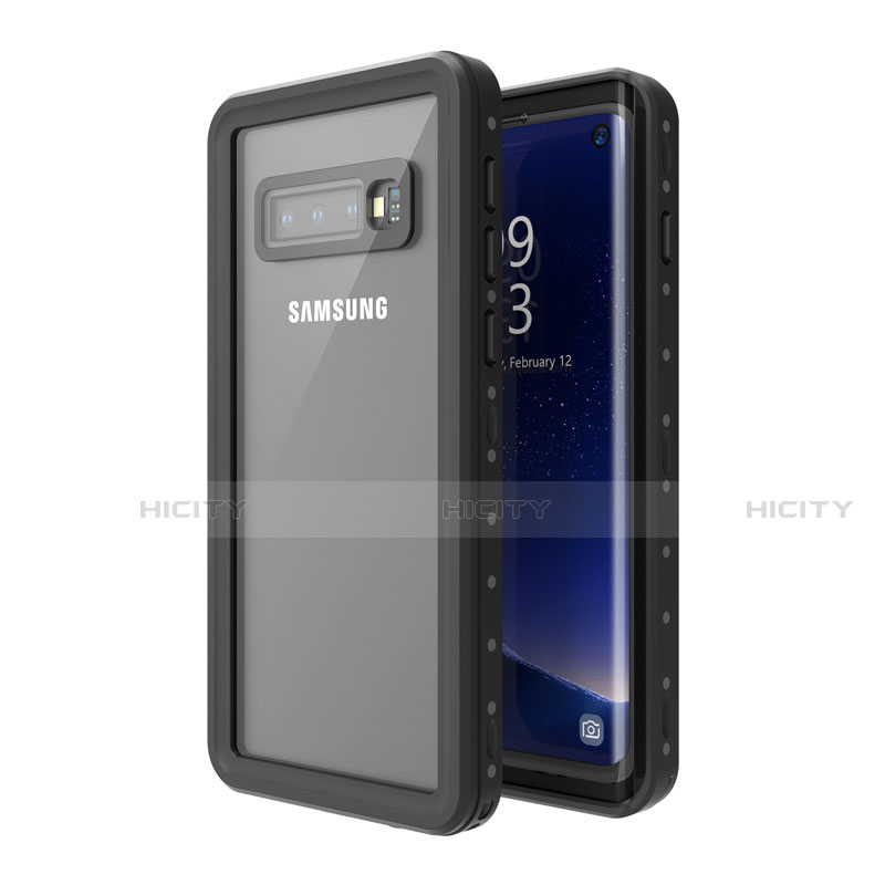 Coque Etanche Contour Silicone et Plastique Housse Etui Waterproof 360 Degres pour Samsung Galaxy S10 Plus Noir Plus