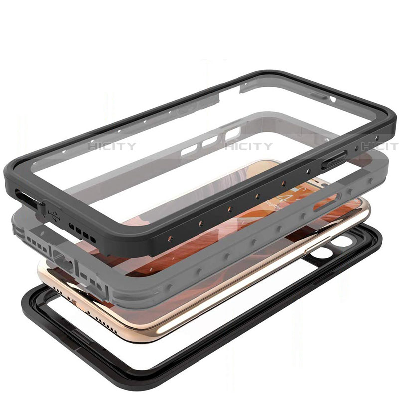 Coque Etanche Contour Silicone et Plastique Housse Etui Waterproof 360 Degres U01 pour Apple iPhone 11 Pro Max Noir Plus