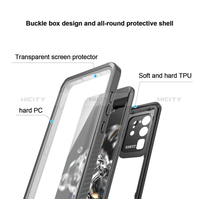 Coque Etanche Contour Silicone et Plastique Housse Etui Waterproof 360 Degres W02 pour Samsung Galaxy S20 Ultra Noir Plus
