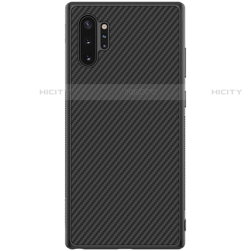 Coque Fibre de Carbone Housse Etui Luxe Serge pour Samsung Galaxy Note 10 Plus Noir Plus