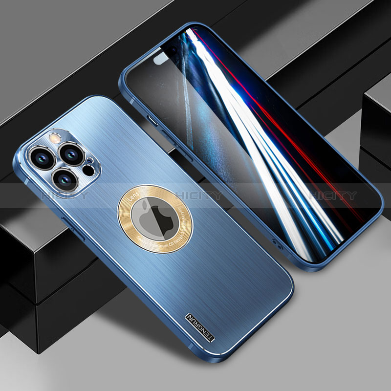 Coque Luxe Aluminum Metal Housse et Bumper Silicone Etui avec Mag-Safe Magnetic Magnetique JL1 pour Apple iPhone 14 Pro Max Bleu Plus