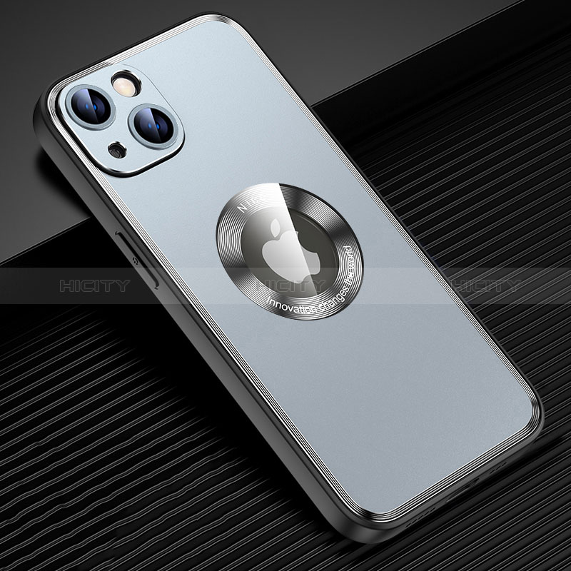Coque Luxe Aluminum Metal Housse et Bumper Silicone Etui avec Mag-Safe Magnetic Magnetique JL2 pour Apple iPhone 14 Bleu Plus