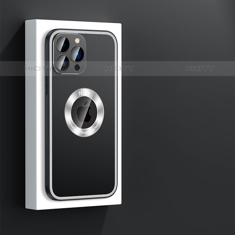 Coque Luxe Aluminum Metal Housse et Bumper Silicone Etui avec Mag-Safe Magnetic Magnetique JL4 pour Apple iPhone 15 Pro Noir Plus