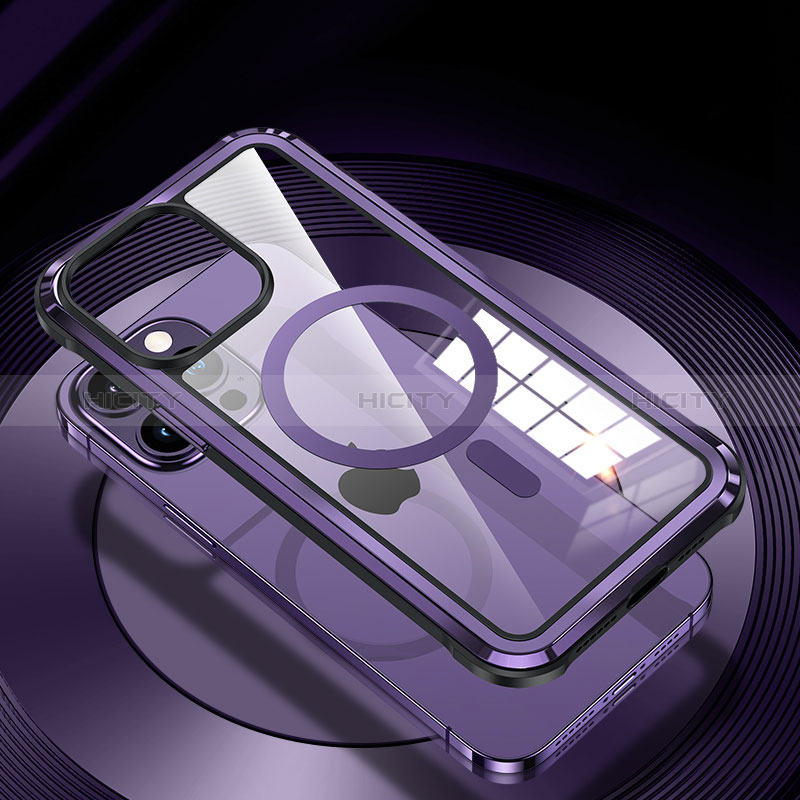 Coque Luxe Aluminum Metal Housse et Bumper Silicone Etui avec Mag-Safe Magnetic Magnetique QC1 pour Apple iPhone 13 Plus