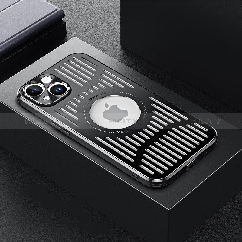 Coque Luxe Aluminum Metal Housse et Bumper Silicone Etui avec Mag-Safe Magnetic Magnetique TX1 pour Apple iPhone 14 Plus Noir Plus