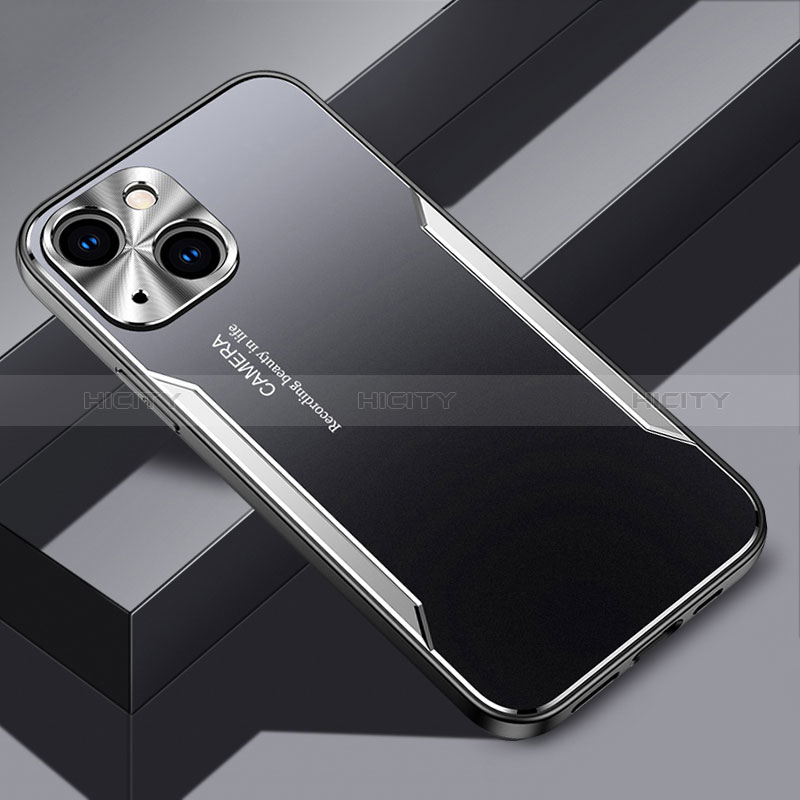 Coque Luxe Aluminum Metal Housse et Bumper Silicone Etui JL3 pour Apple iPhone 14 Argent Plus