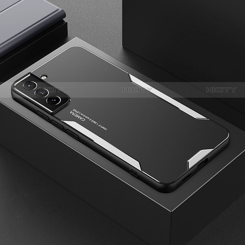 Coque Luxe Aluminum Metal Housse et Bumper Silicone Etui M01 pour Samsung Galaxy S21 FE 5G Argent Plus