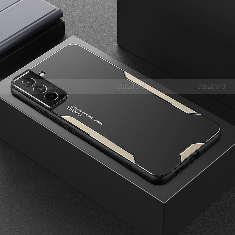 Coque Luxe Aluminum Metal Housse et Bumper Silicone Etui M01 pour Samsung Galaxy S21 Plus 5G Or Plus