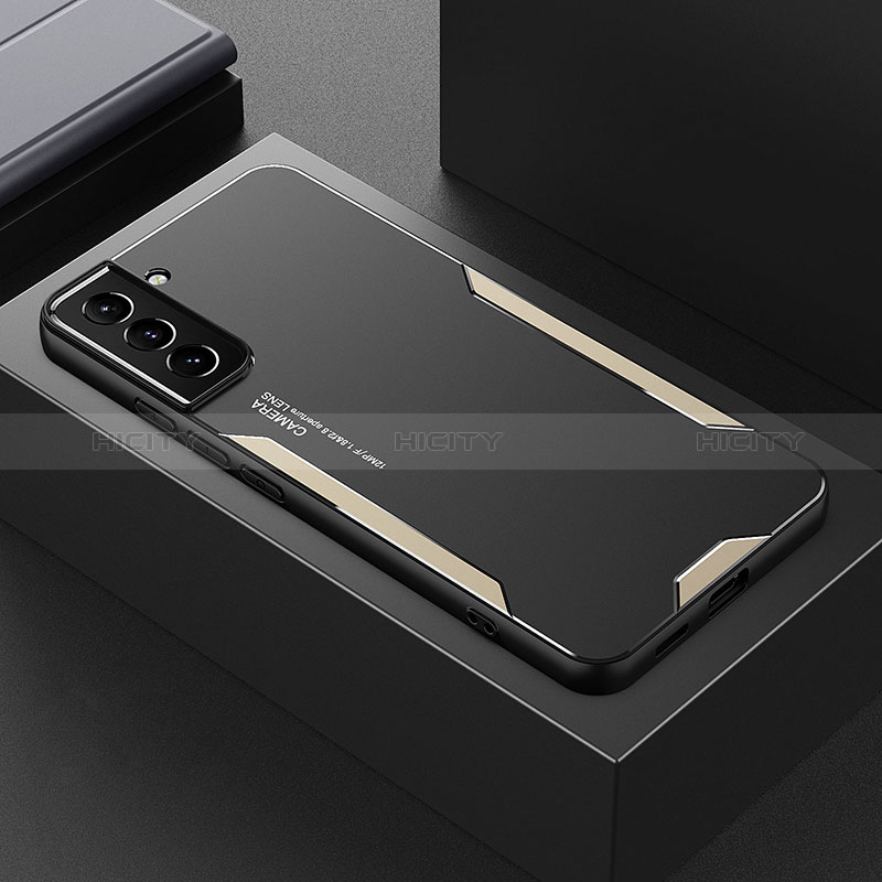 Coque Luxe Aluminum Metal Housse et Bumper Silicone Etui M01 pour Samsung Galaxy S24 Plus 5G Or Plus