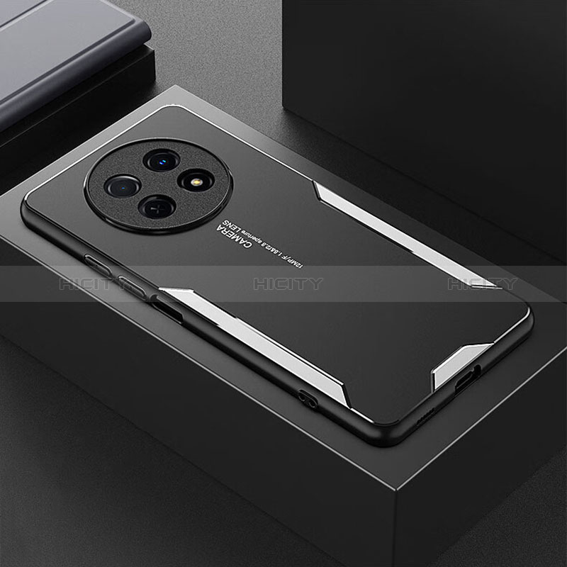 Coque Luxe Aluminum Metal Housse et Bumper Silicone Etui PB2 pour Huawei Nova Y91 Argent Plus