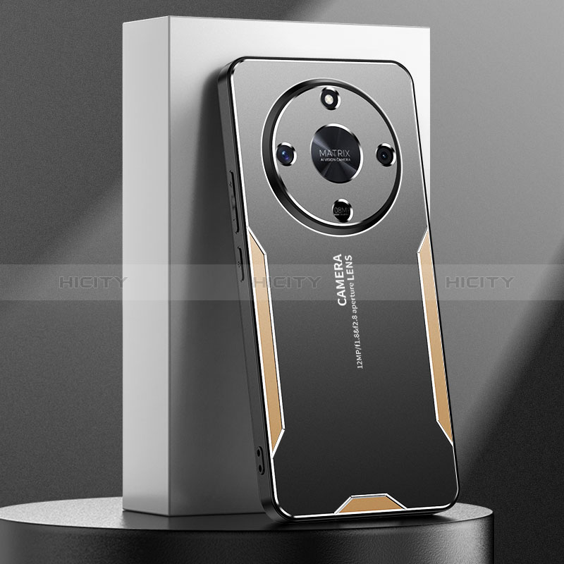 Coque Luxe Aluminum Metal Housse et Bumper Silicone Etui PB4 pour Huawei Honor X9b 5G Or Plus