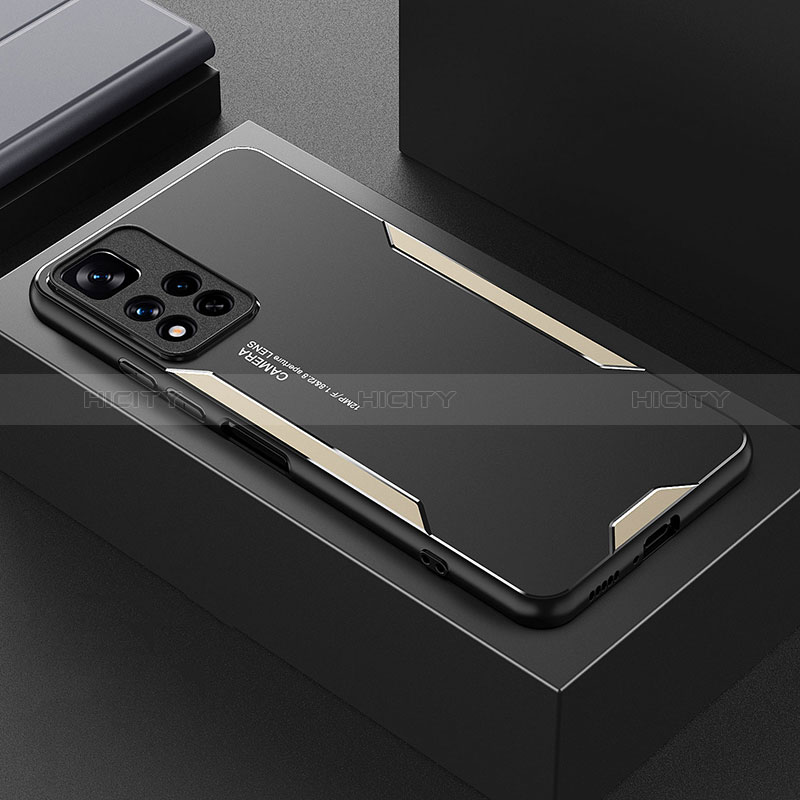 Coque Luxe Aluminum Metal Housse et Bumper Silicone Etui pour Xiaomi Mi 11i 5G (2022) Or Plus