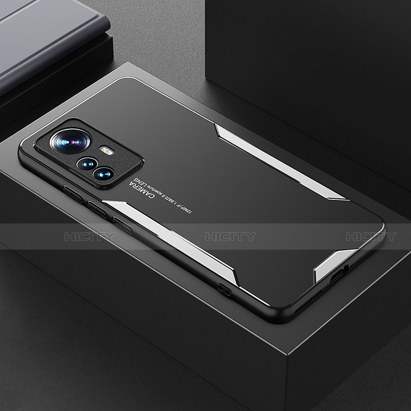 Coque Luxe Aluminum Metal Housse et Bumper Silicone Etui pour Xiaomi Mi 12 5G Argent Plus