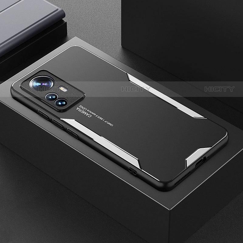 Coque Luxe Aluminum Metal Housse et Bumper Silicone Etui pour Xiaomi Mi 12S 5G Argent Plus