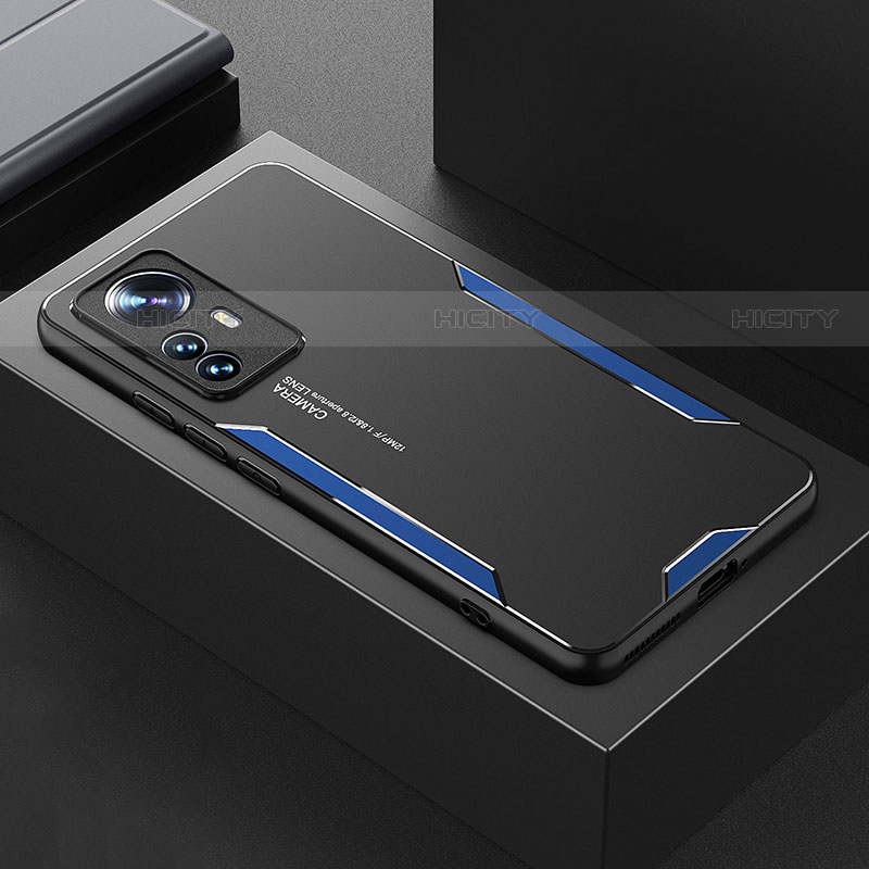 Coque Luxe Aluminum Metal Housse et Bumper Silicone Etui pour Xiaomi Mi 12S Pro 5G Bleu Plus
