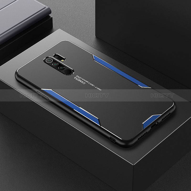 Coque Luxe Aluminum Metal Housse et Bumper Silicone Etui pour Xiaomi Redmi 9 Bleu Plus