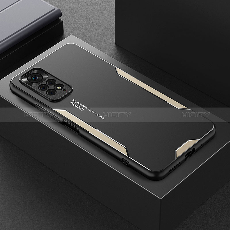 Coque Luxe Aluminum Metal Housse et Bumper Silicone Etui pour Xiaomi Redmi Note 11 Pro 5G Or Plus