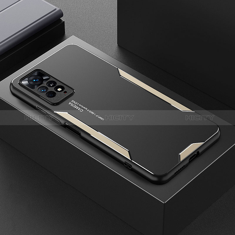 Coque Luxe Aluminum Metal Housse et Bumper Silicone Etui pour Xiaomi Redmi Note 11E Pro 5G Or Plus