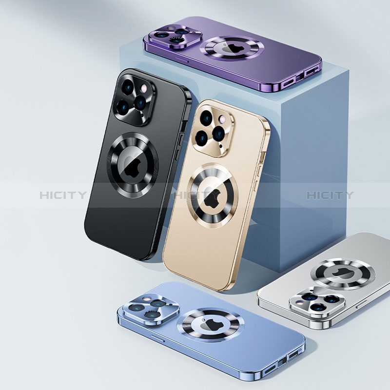 Coque Luxe Aluminum Metal Housse Etui 360 Degres avec Mag-Safe Magnetic Magnetique P01 pour Apple iPhone 14 Pro Max Plus