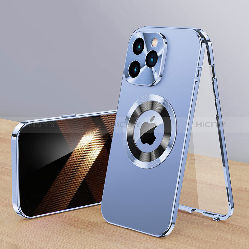 Coque Luxe Aluminum Metal Housse Etui 360 Degres avec Mag-Safe Magnetic Magnetique P01 pour Apple iPhone 15 Pro Plus