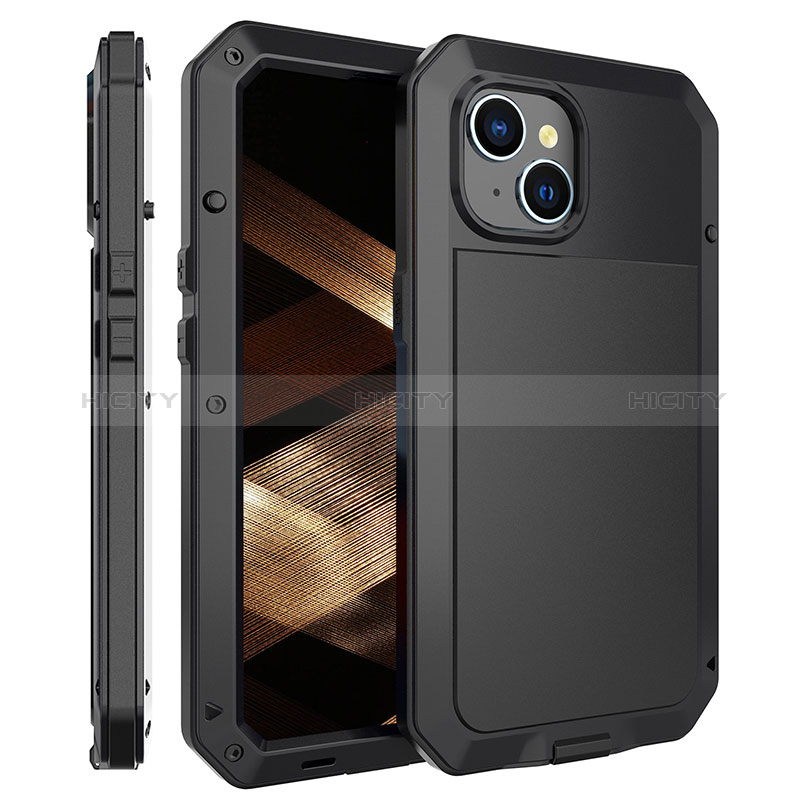 Coque Luxe Aluminum Metal Housse Etui 360 Degres HJ2 pour Apple iPhone 14 Noir Plus