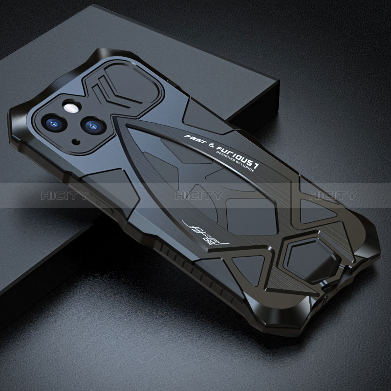 Coque Luxe Aluminum Metal Housse Etui 360 Degres LF1 pour Apple iPhone 13 Noir Plus