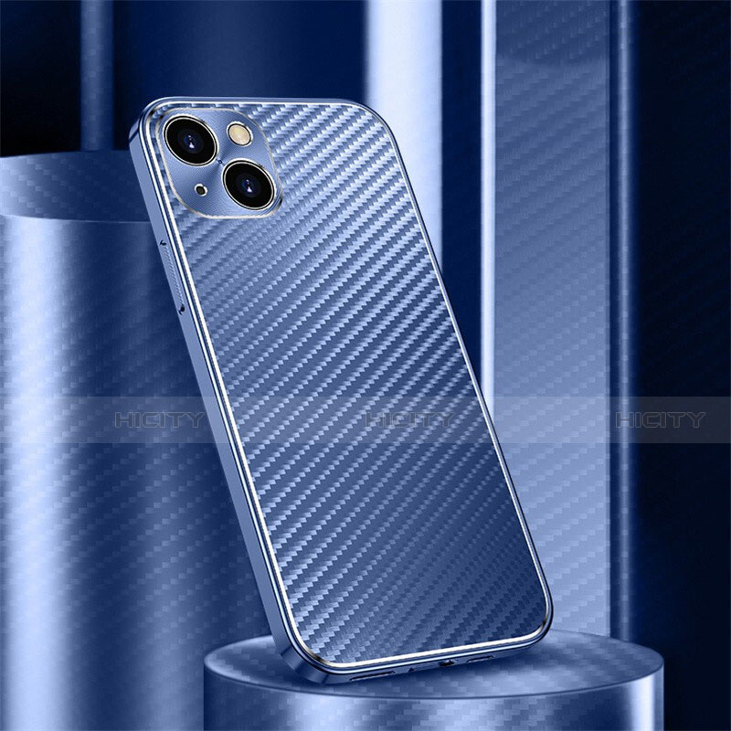 Coque Luxe Aluminum Metal Housse Etui 360 Degres M01 pour Apple iPhone 13 Mini Bleu Plus