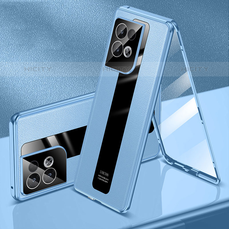 Coque Luxe Aluminum Metal Housse Etui 360 Degres P01 pour Oppo Reno8 Pro+ Plus 5G Bleu Plus