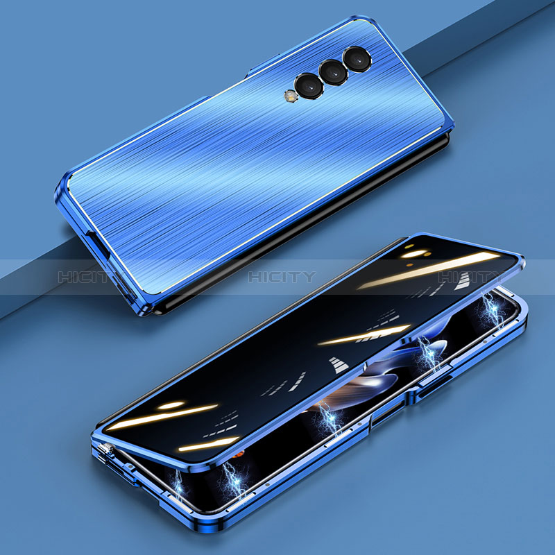 Coque Luxe Aluminum Metal Housse Etui 360 Degres P01 pour Samsung Galaxy Z Fold3 5G Bleu Plus