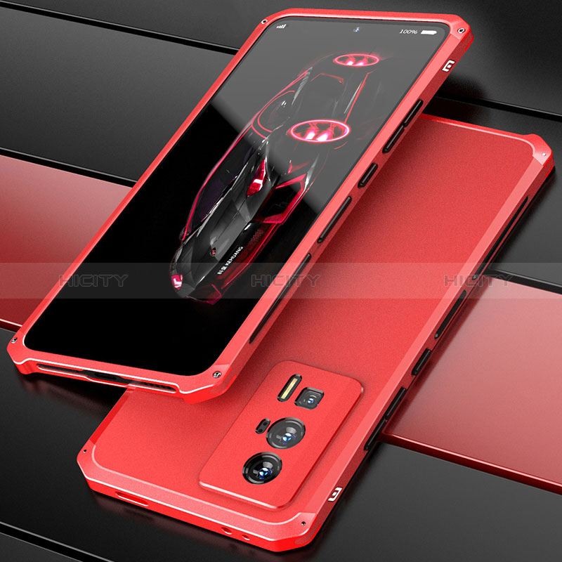 Coque Luxe Aluminum Metal Housse Etui 360 Degres P01 pour Xiaomi Poco F5 Pro 5G Rouge Plus