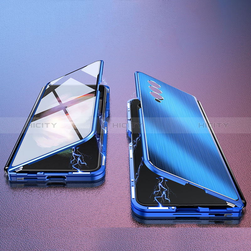 Coque Luxe Aluminum Metal Housse Etui 360 Degres P02 pour Samsung Galaxy Z Fold3 5G Bleu Plus