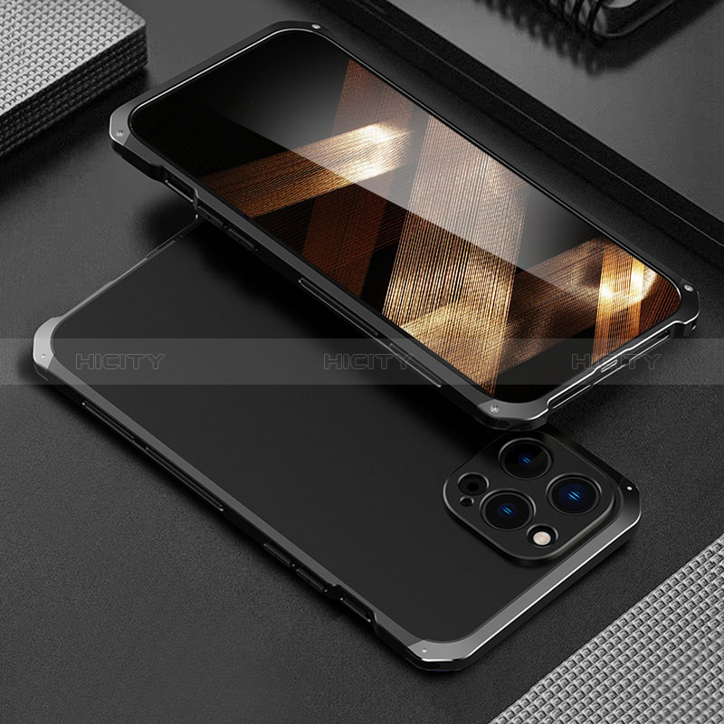 Coque Luxe Aluminum Metal Housse Etui 360 Degres pour Apple iPhone 14 Pro Noir Plus