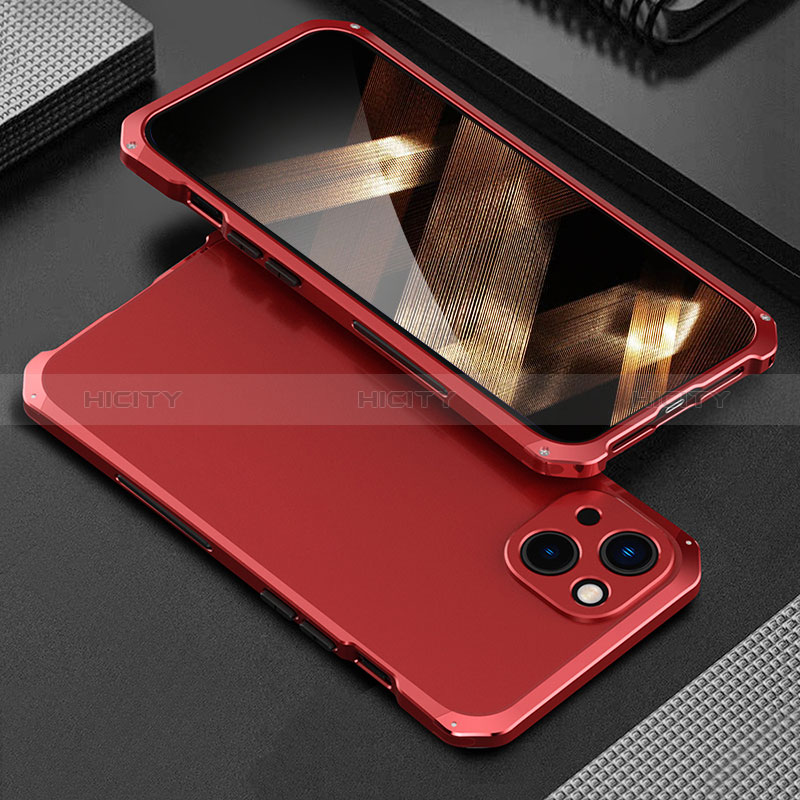 Coque Luxe Aluminum Metal Housse Etui 360 Degres pour Apple iPhone 15 Plus Rouge Plus