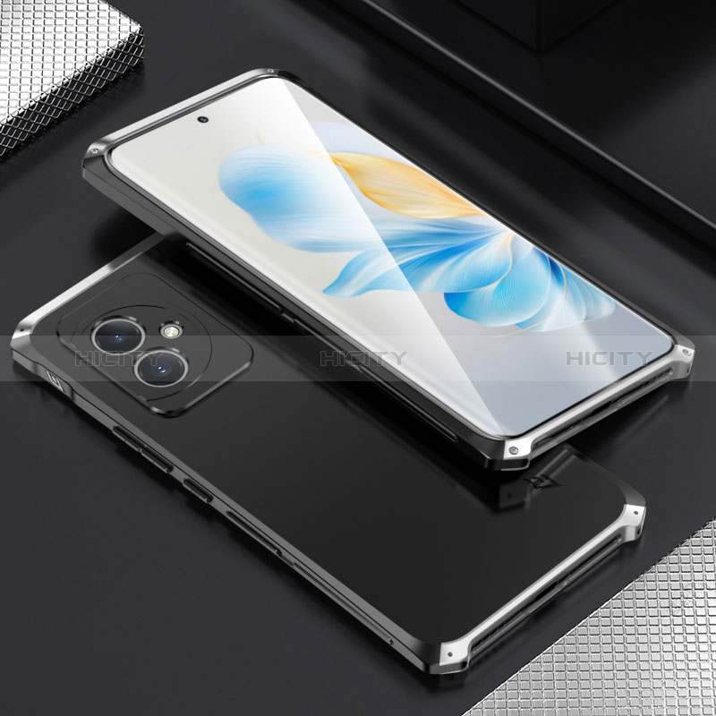 Coque Luxe Aluminum Metal Housse Etui 360 Degres pour Huawei Honor 100 5G Argent et Noir Plus